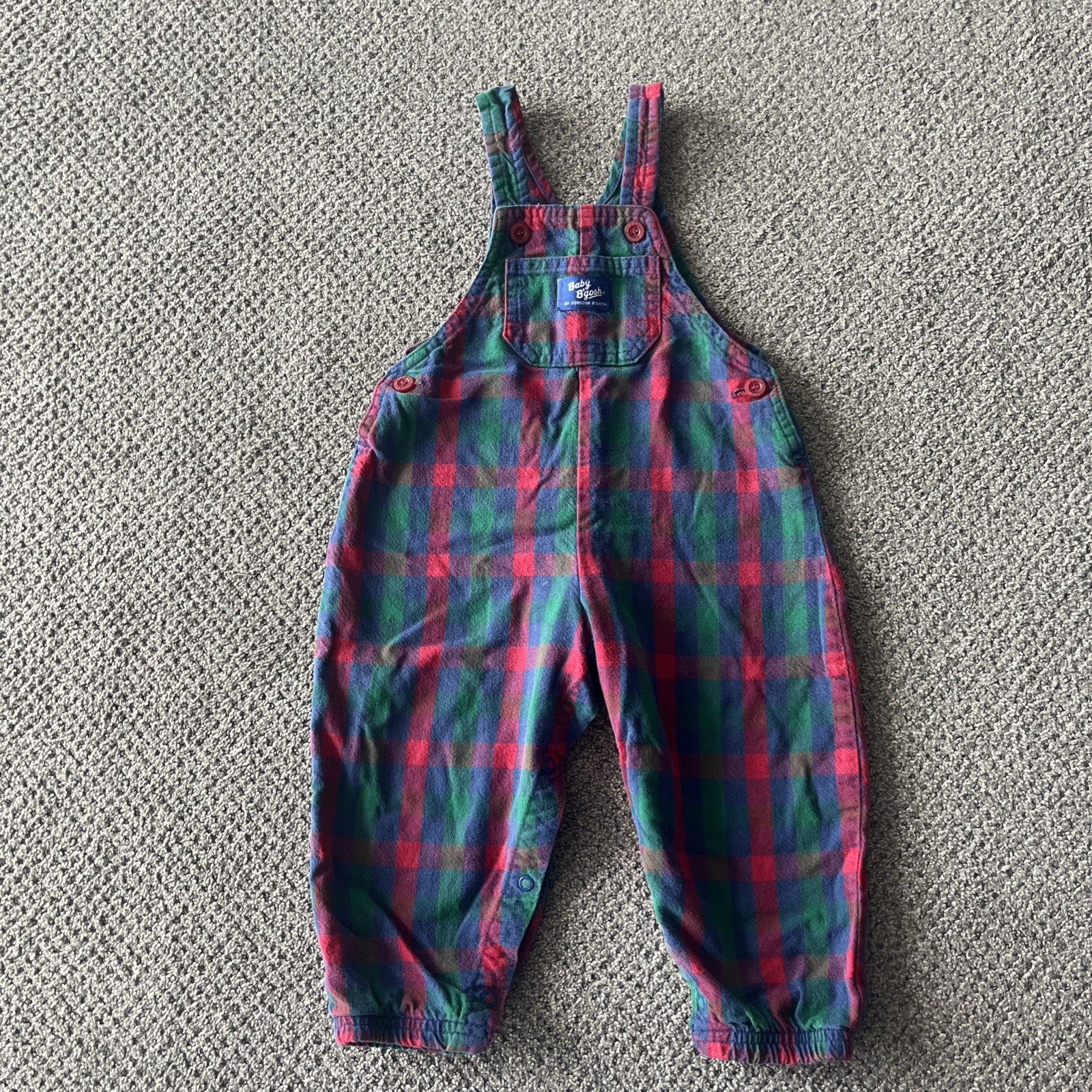 RARE Baby B’gosh Osh Kosh Flannel Overalls. 24 Months: Plaid. Toddler 80’s 90’s