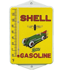 VINTAGE SHELL GASOLINE PORCELAIN THERMOMETER OIL SERVICE STATION PUMP PLATE