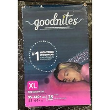 Goodnites Nighttime Underwear for Girls XL 14-20 28 Count Discontinued Pack