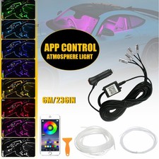 Car RGB Interior Ambient LED Strip Light APP Music Control Atmosphere Lamps 6M