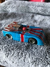 Tyco SLOT CAR LOLA  BLUE WITH RED STRIPES HP2 Chassis RUNS !!