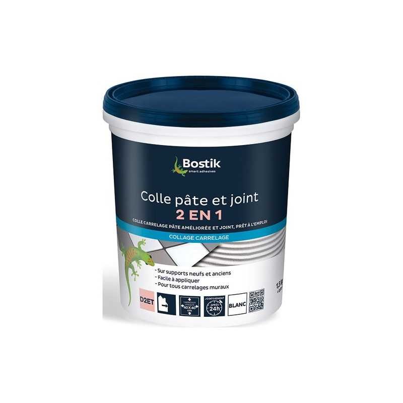 Colle et joint blanc 1.5kg PAE Bostik pâte mastic étanche faïence mosaïque murale