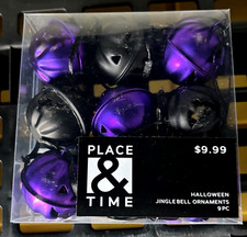 New Place Time Jingle Bells Holiday - Shiny Purple Black Decor Craft - 9Ct.