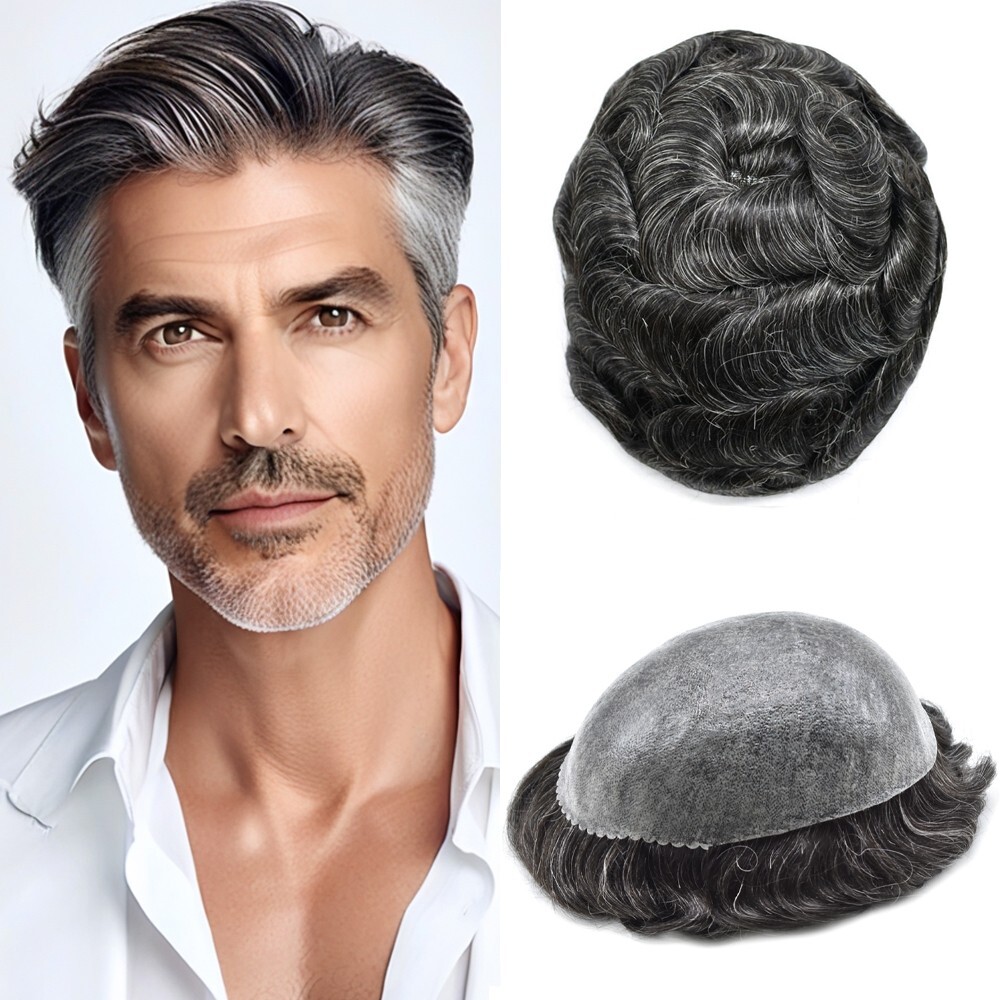 GM Mens Human Hair Toupee PAPY-J - Thin Skin PU Wig, 70g, 32mm Wave