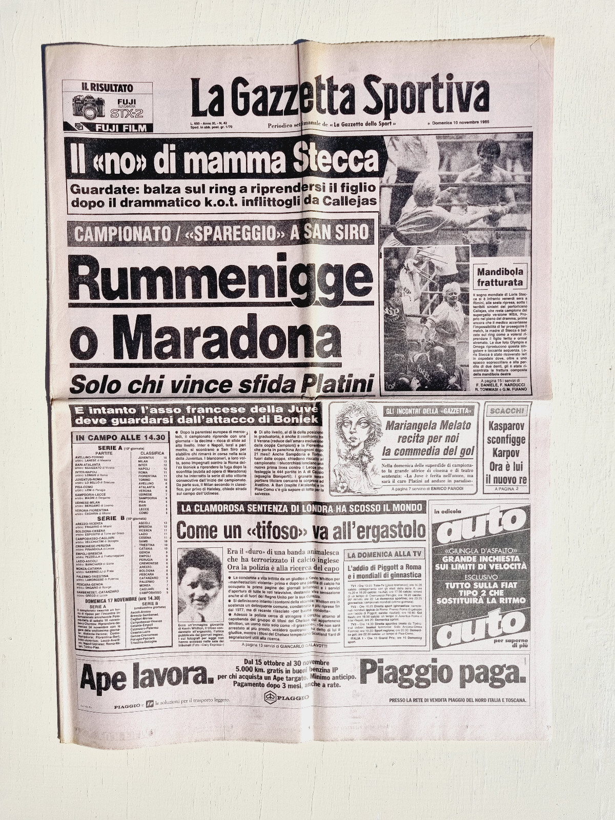 Gazette Dello Sport 25 Février 1985 Verona-Inter-Maradona Triplet Napoli