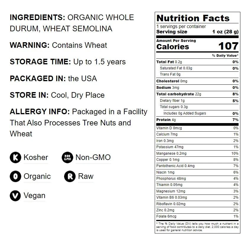 Cuscús de trigo integral orgánico - sin OGM, kosher, crudo, vegano - por Food to Live Foto 2 de 4