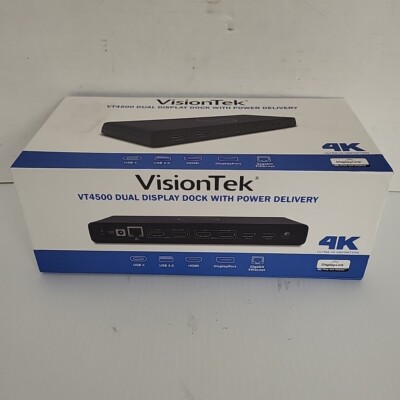 VisionTek VT4500 Dual Display 4K USB 3.0 and USB-C Docking Station with Power