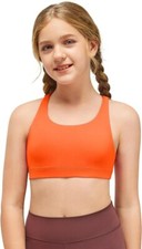 CRZ YOGA Butterluxe Training Bra - Neon Orange Sports Yoga Dance Top Girl SMALL