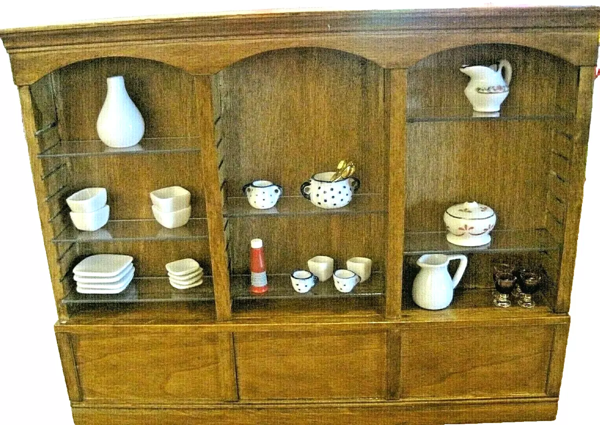 1 12th DOLLS HOUSE LARGE CHINA CABINET SHELVES. CAFE COUNTRY