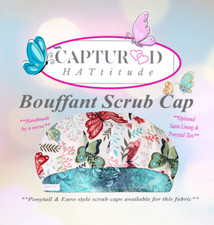 NWOT Butterfly Bouffant Scrub Cap Medical Surgical Hat Handmade