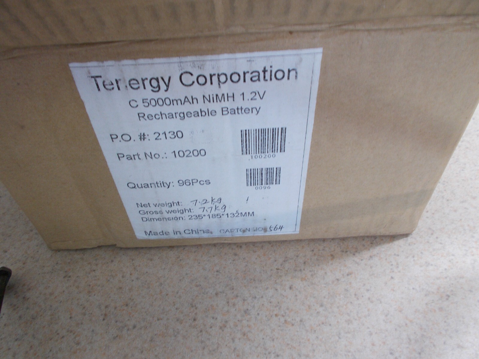 Lot of 24 Tenergy Nimh C Size 5000mAh high capacity Rechargeable battery 10200