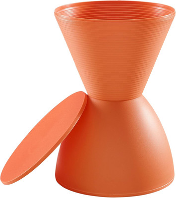 Haste Contemporary Modern Hourglass Accent Stool in Orange