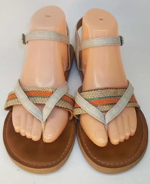 TOMS Womens Ankle Strap Sandals US 8.5 Multi-color Textile Leather Buckle 609 | eBay