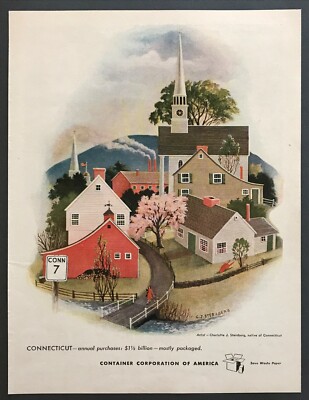 1947 Connecticut Rural Town art by Charlotte J. Sternberg ...