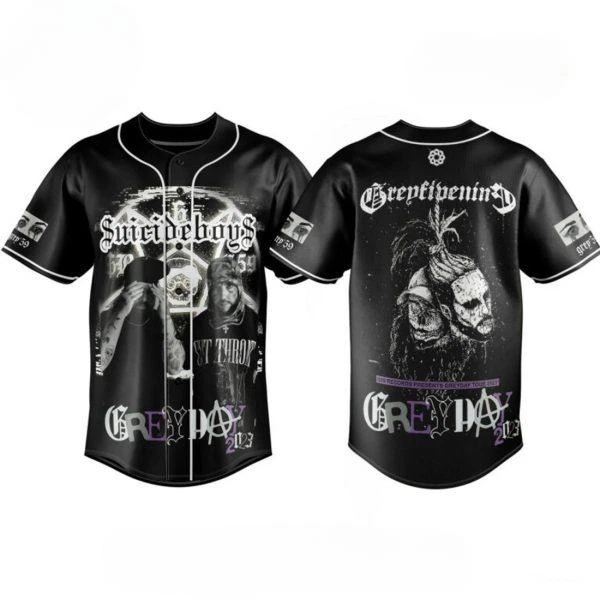 Men’s Suicideboys Grey Day Black Baseball Jersey