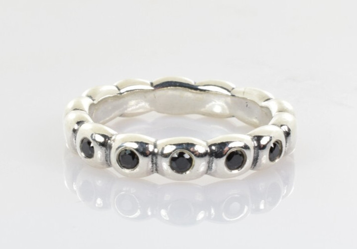 Pandora Black Bubble Stackable Ring 190829BCZ in … - image 1