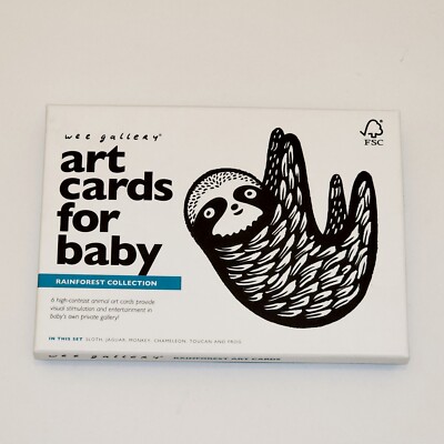 Wee Gallery Art Cards For Baby Rainforest Collection Black And White Six Cards