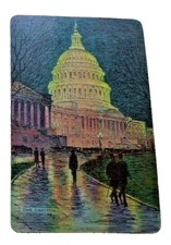 1 Single Vintage Swap Playing Card Named THE CAPITOL Wash. DC People Strolling