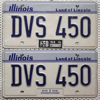 Illinois Nummernschilder Paar USA Kennzeichen 1994 US License Plates Pair DVS