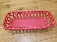 The Pioneer Woman Christmas Red Open Weave Lattice Stoneware Bread Bowl Basket