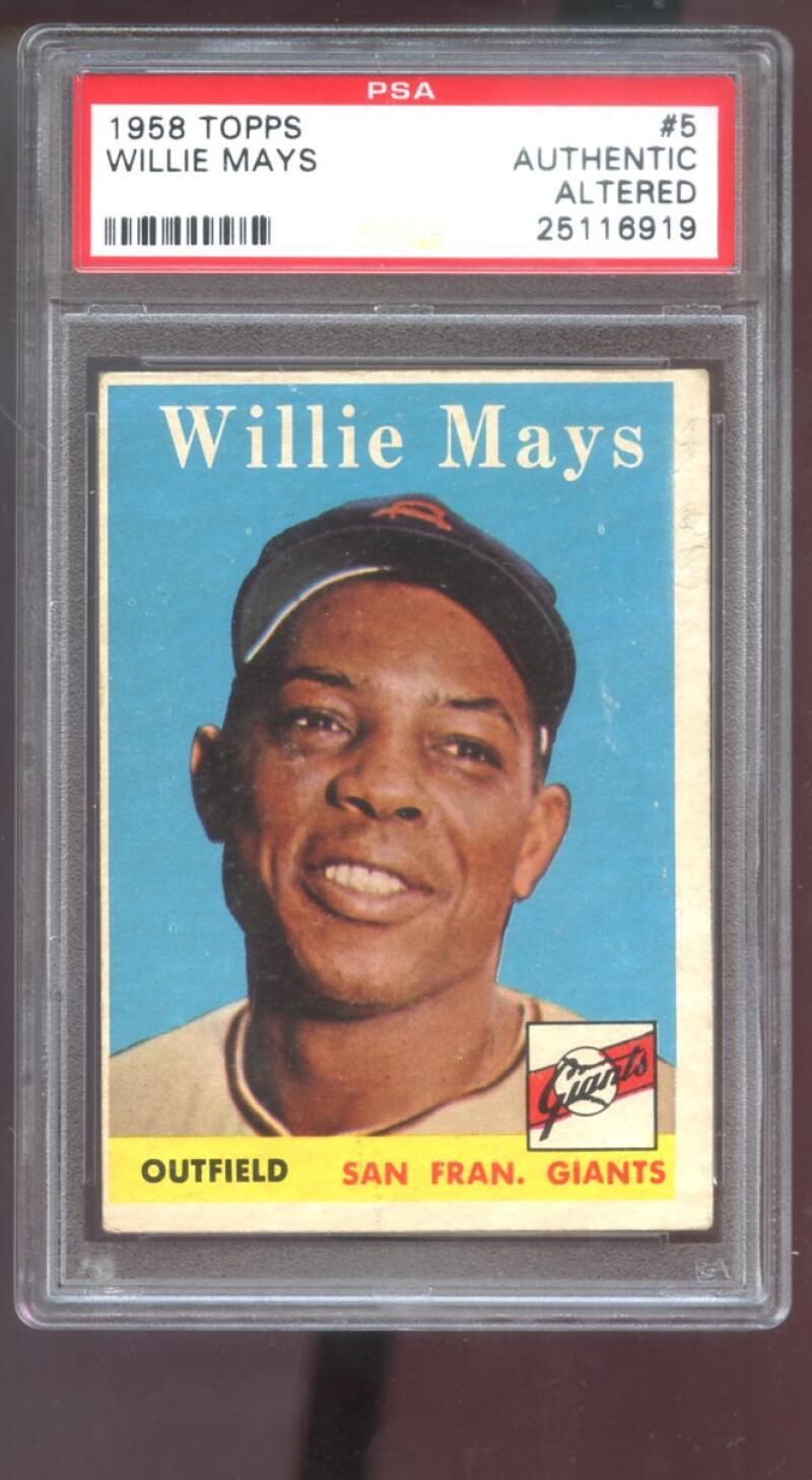 1958 Topps #5 Willie Mays PSA AA Graded Baseball Card MLB San Francisco Giants