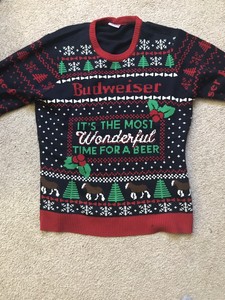 budweiser ugly christmas sweater