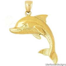 New 14k Yellow Gold Dolphin Pendant