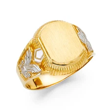 Ioka -14K Solid Two Tone Gold Men's Statement Ring