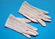 Vintage Ladies Dressy Gloves, Delicate Beige Mesh