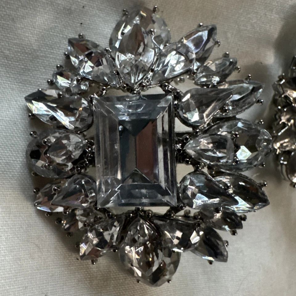 Hebillas clips de zapatos antiguos Art Deco con estrás Foto 4 de 4