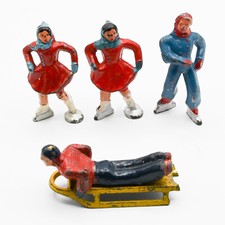 Small Lot of Vintage Barclay Winter Figures Skaters and Sledder