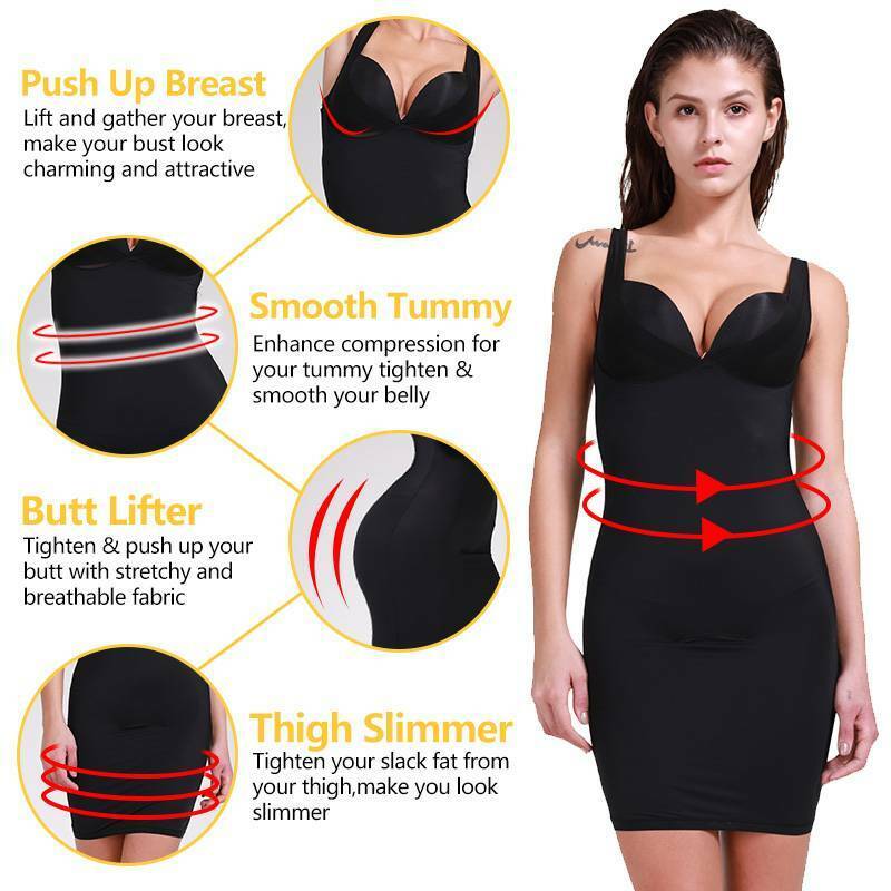 Women Full Slip Underdress Shapewear Tummy Control Bodysuit Seamless Body  Shaper