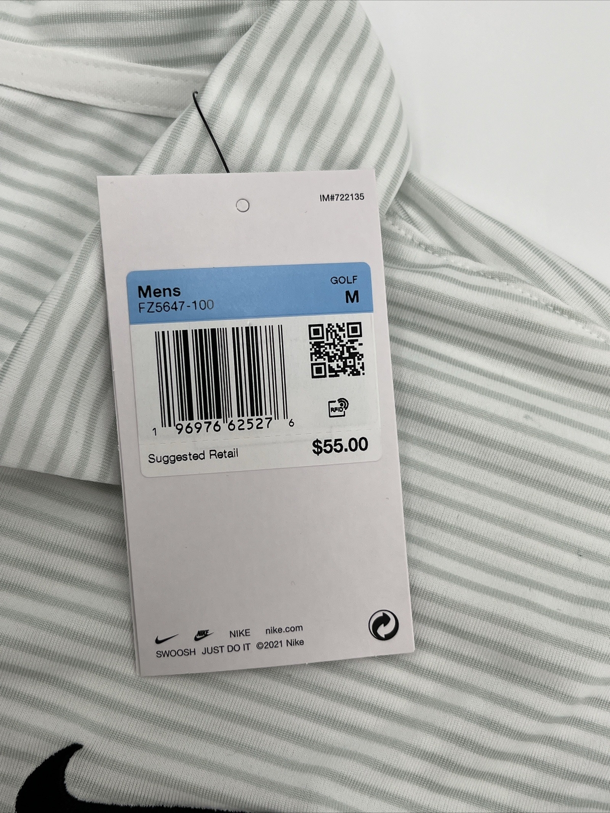 Nike Men&rsquo;s Dri-Fit Polo Core Striped Golf Tennis Shirt-White Platn-Medium-New$55
