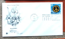 PEACE SYMBOL 1960s DECADE 1999 CTC PCS CACHET FDC UNADDR