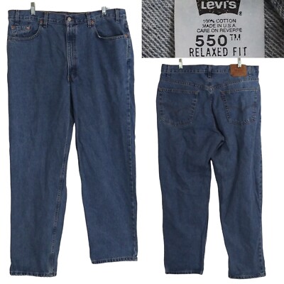 Vintage Levis 550 USA Relaxed Fit Grunge Blue Denim Jeans 40X30 Actual 39X30