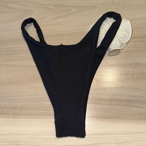 Bikini donna X-Small XS nuovo senza etichette SAME anni 90 rosetta nero panna - Foto 5 di 6