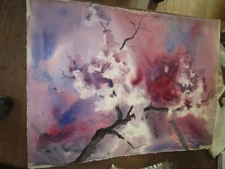 Original Watercolors By Peg Humphreys, Floral Branches 31" x 22.5" 