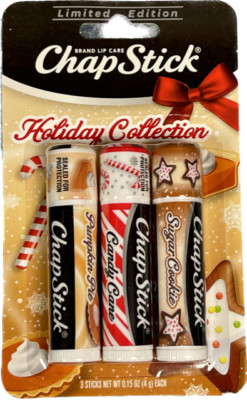 Chapstick Sugar Cookie Pumpkin Pie Candy Cane Holiday Collection Flavors 2 pack