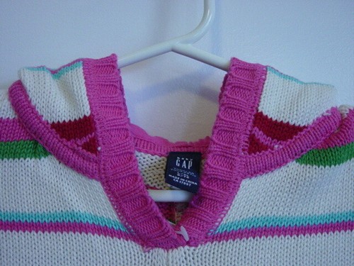 Baby Gap FAIR ISLE Strip Hooded Poncho Sweater Girl Size 4 - 5 years NWT - Fall - Picture 5 of 12