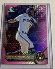 2022 Bowman Chrome #BCP-162- HEDBERT PEREZ Pink Mojo Refractor RC #'d 74/199