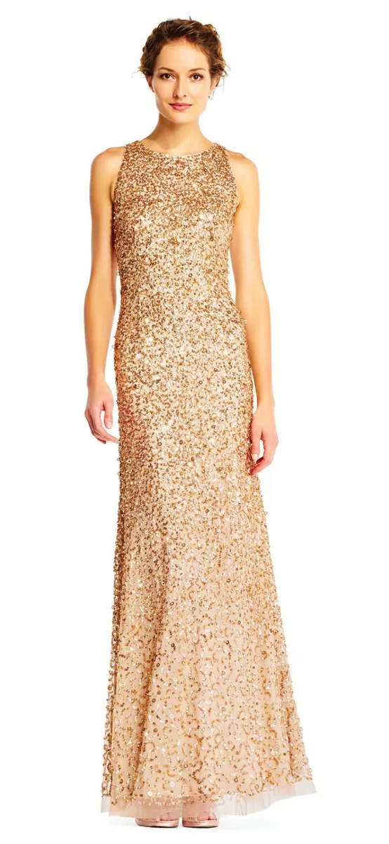 Adrianna papell sequin clearance beaded halter dress