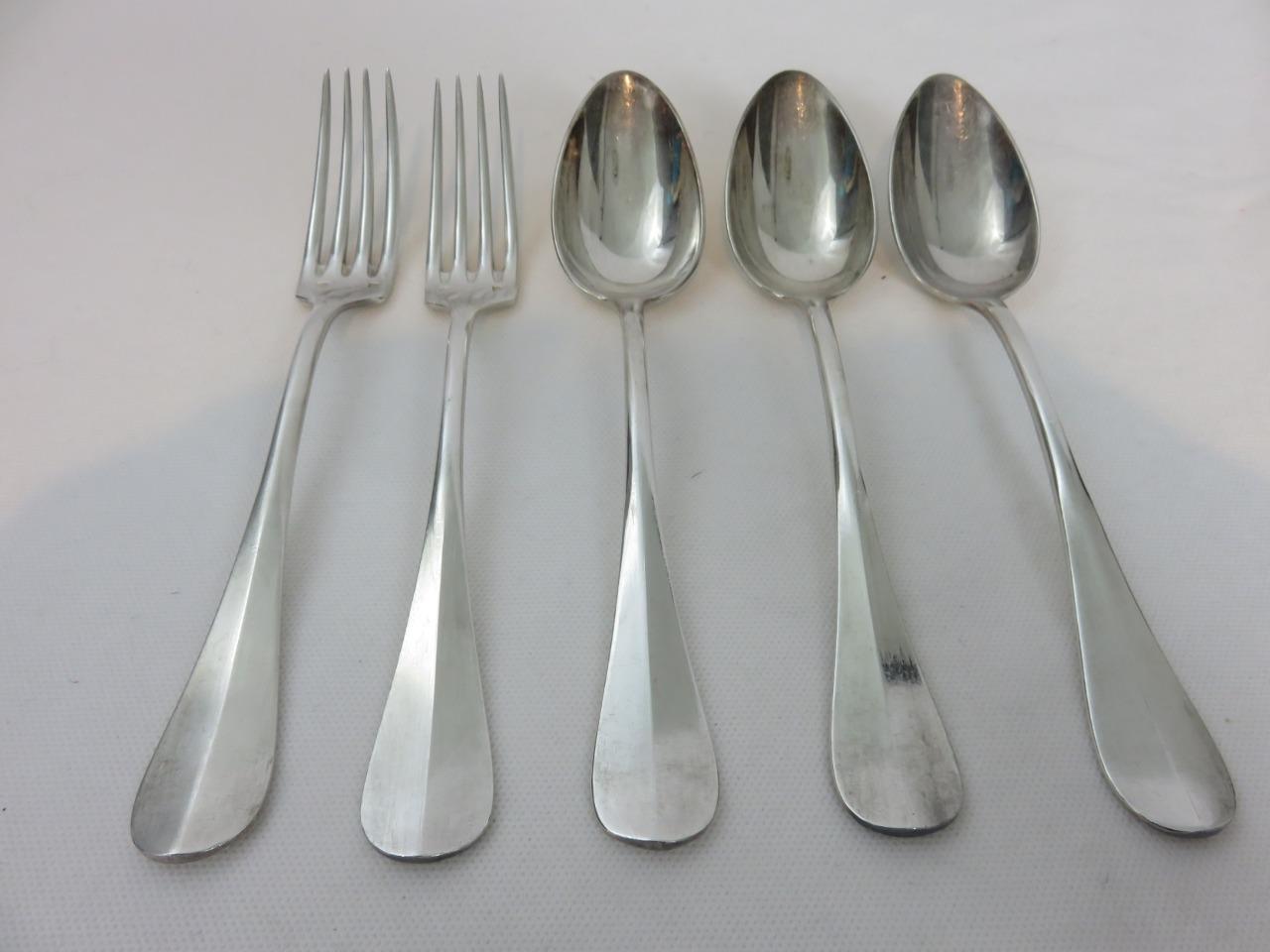 5pc Vintage SFAM France Silverplate Forks Spoons Tablespoons Metal