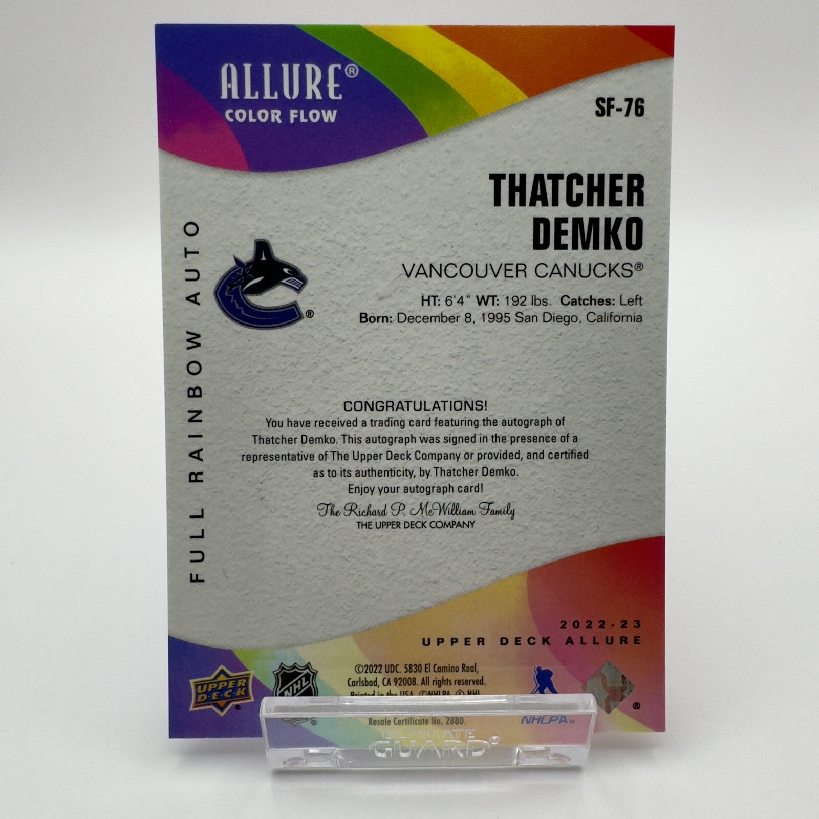 202223 Upper Deck Allure Color Flow Full Rainbow Autographs SF76