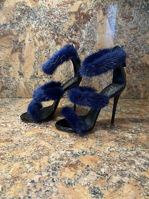 GIUSEPPE ZANOTTI Harmony Mink Fur Strappy Sandal Heels 36/6 | eBay