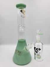 14" Diamond Glass Bong With Ashcatcher  High Quality Bong W/ Multi Arm Tree Perk