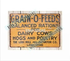 Grain-O-Feed dairy cows hogs poultry livestock farm metal tin sign wall piece