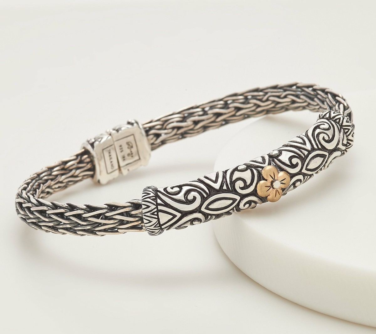 QVC Barbara Bixby Sterling Silver 18K Gold Bar Bracelet,