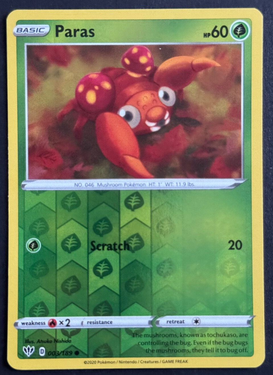 Paras 3/189 Darkness Ablaze Reverse Holo Common Pokemon Card
