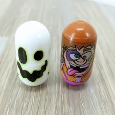 JARU Mighty Beanz Ghost and Hockey Bean - Collectible 90s Toys