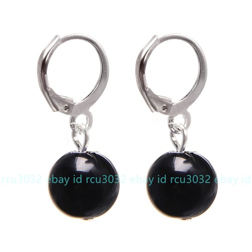 Pendientes colgantes de gancho de plata de piedras preciosas naturales multicolores de 6/8/10/12 mm - Imagen 23 de 31
